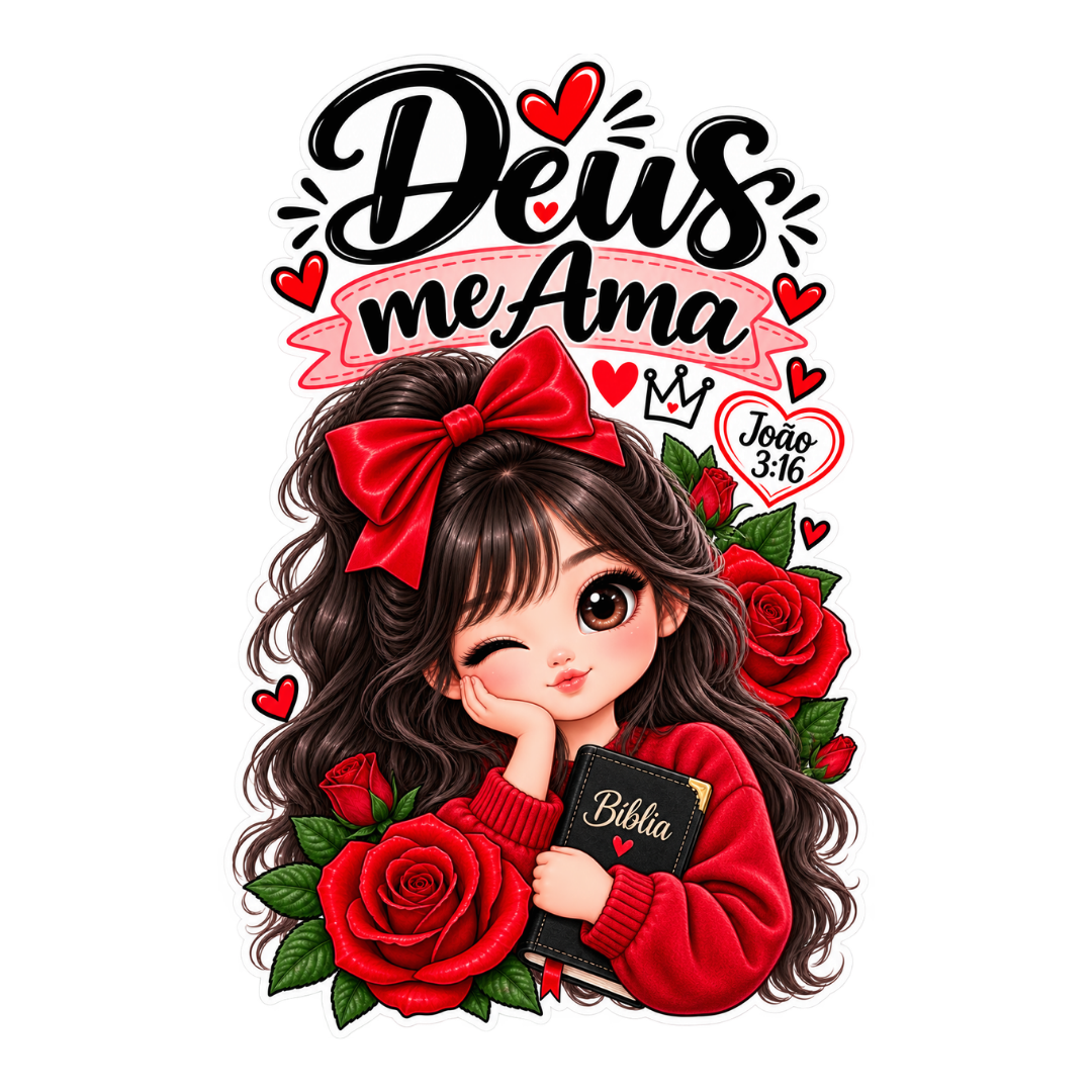 Arte digital Deus me Ama em PNG com fundo transparente